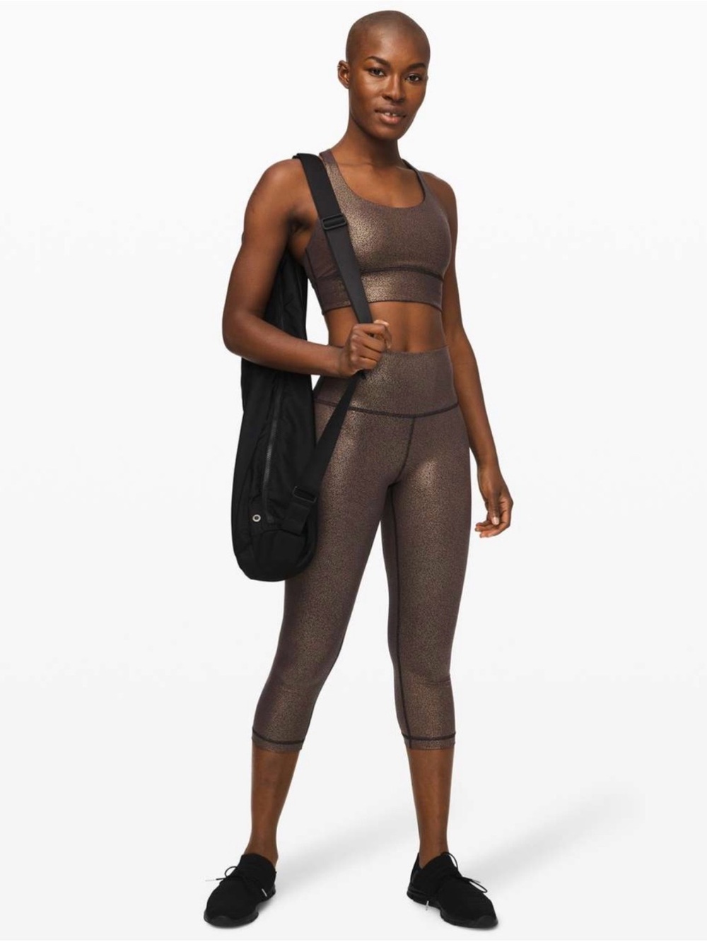 Lululemon Wunder Under Crop High-Rise Foil 21" Luminosity Foil Black Copper Foil